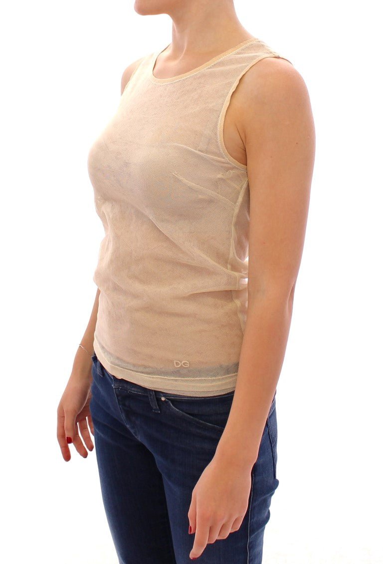 Beige Sleeveless Cotton Top Tank Blouse - coffeewithmee2Dolce & GabbanaP1263S