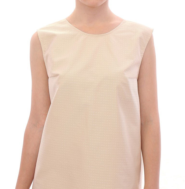 Beige Sleeveless Shift Mini Dress - coffeewithmee2Andrea IncontriP1067S