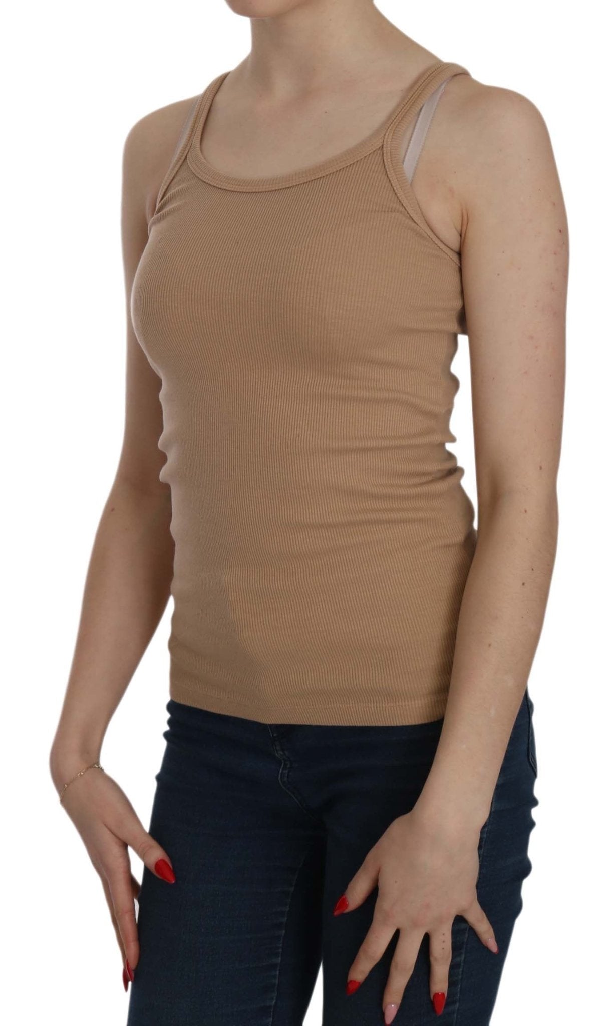 Beige Sleeveless Spaghetti Strap Tank Blouse - coffeewithmee2PINK MEMORIESP2448S