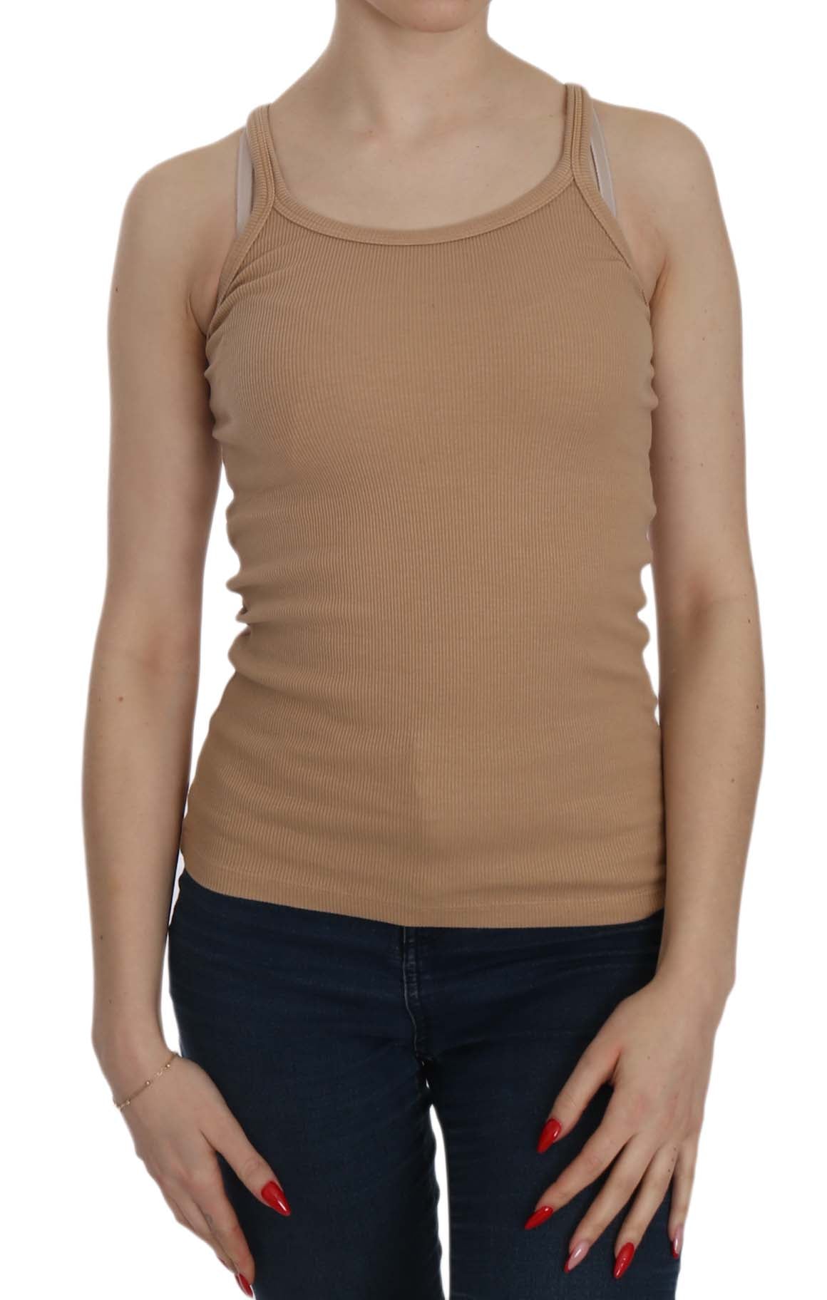 Beige Sleeveless Spaghetti Strap Tank Blouse - coffeewithmee2PINK MEMORIESP2448S