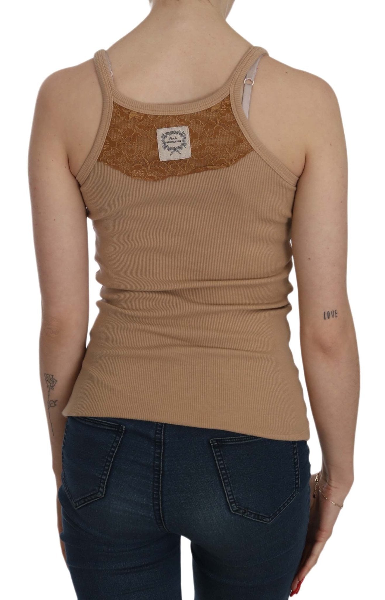 Beige Sleeveless Spaghetti Strap Tank Blouse - coffeewithmee2PINK MEMORIESP2448S