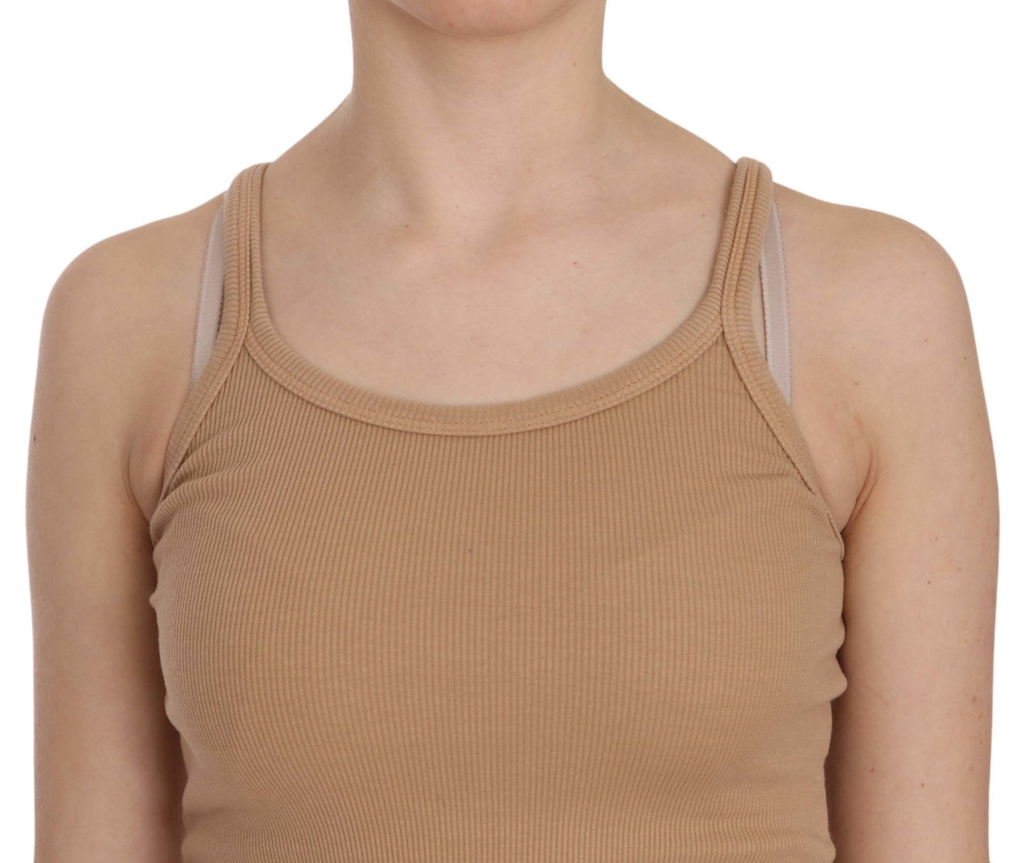 Beige Sleeveless Spaghetti Strap Tank Blouse - coffeewithmee2PINK MEMORIESP2448S