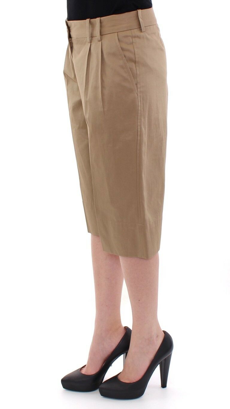 Beige Solid Cotton Shorts Pants - coffeewithmee2Dolce & GabbanaP3897S