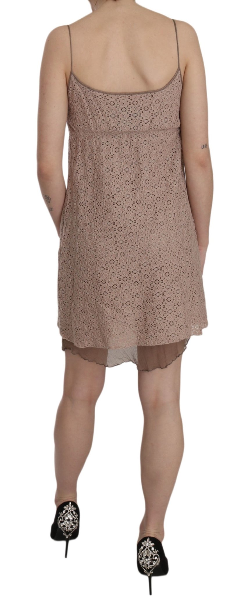 Beige Spaghetti Strap A-line Mini Cotton Dress - coffeewithmee2PINK MEMORIESP2526S