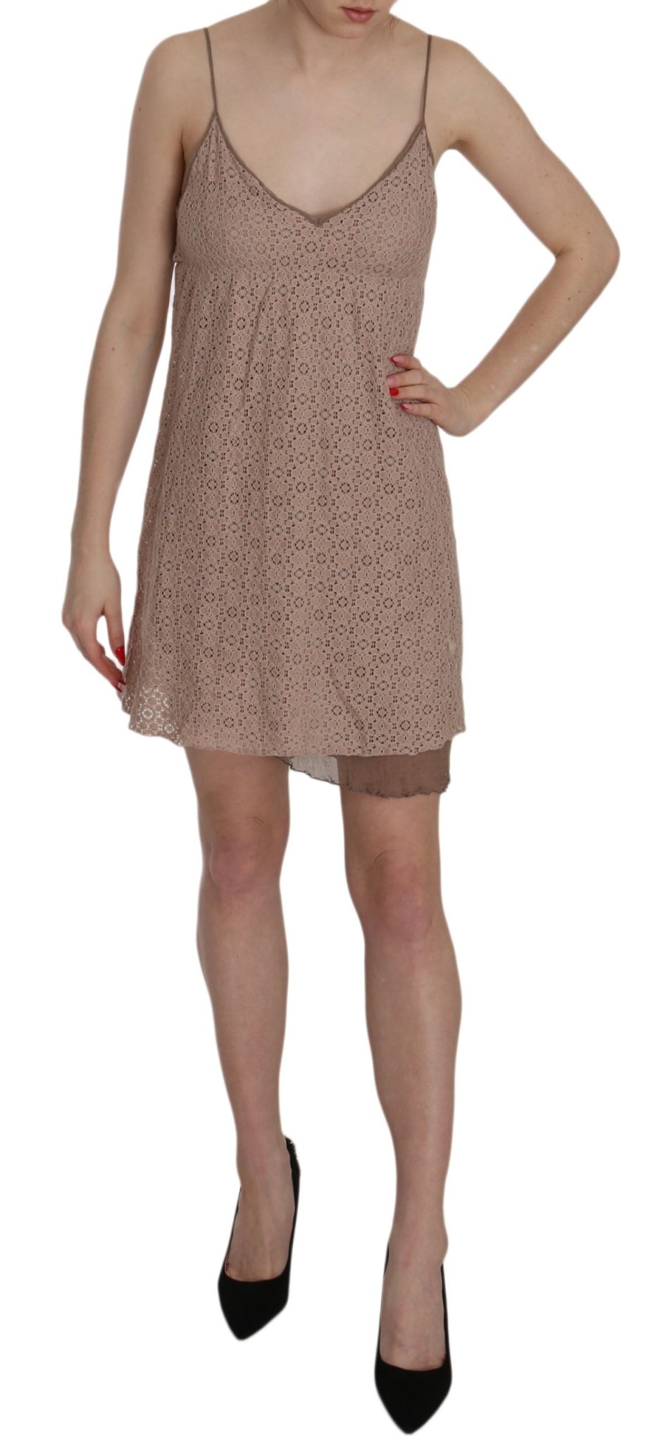 Beige Spaghetti Strap A-line Mini Cotton Dress - coffeewithmee2PINK MEMORIESP2526S