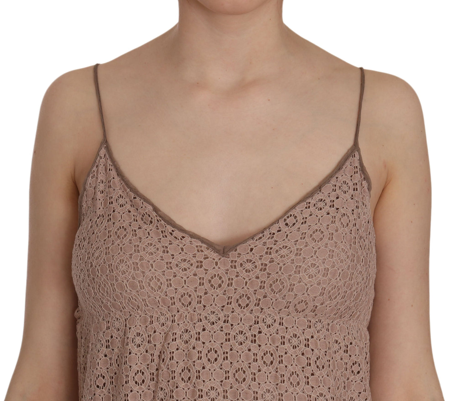 Beige Spaghetti Strap A-line Mini Cotton Dress - coffeewithmee2PINK MEMORIESP2526S