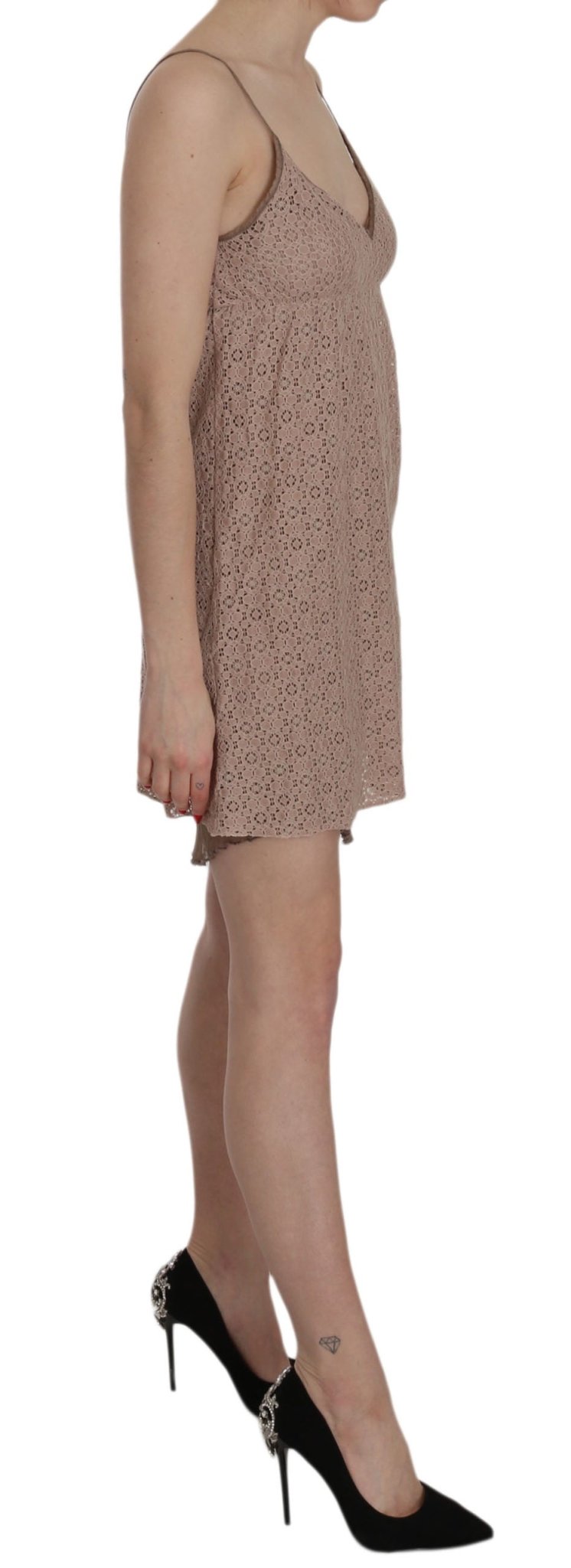 Beige Spaghetti Strap A-line Mini Cotton Dress - coffeewithmee2PINK MEMORIESP2526S