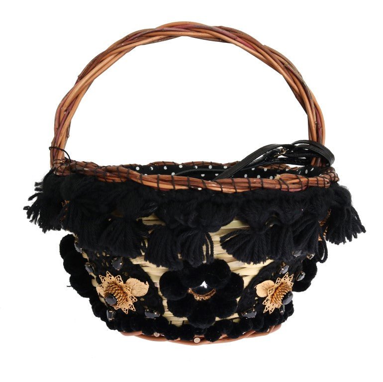 Beige Straw Snakeskin Pom Pom Crystal AGNESE Bag - coffeewithmee2Dolce & GabbanaP0043S