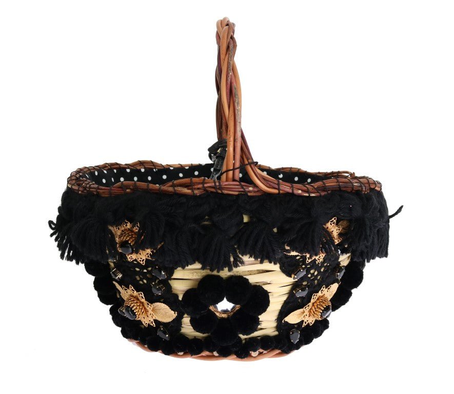 Beige Straw Snakeskin Pom Pom Crystal AGNESE Bag - coffeewithmee2Dolce & GabbanaP0043S