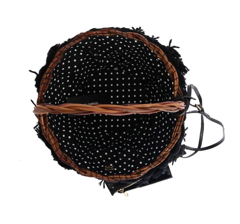 Beige Straw Snakeskin Pom Pom Crystal AGNESE Bag - coffeewithmee2Dolce & GabbanaP0043S