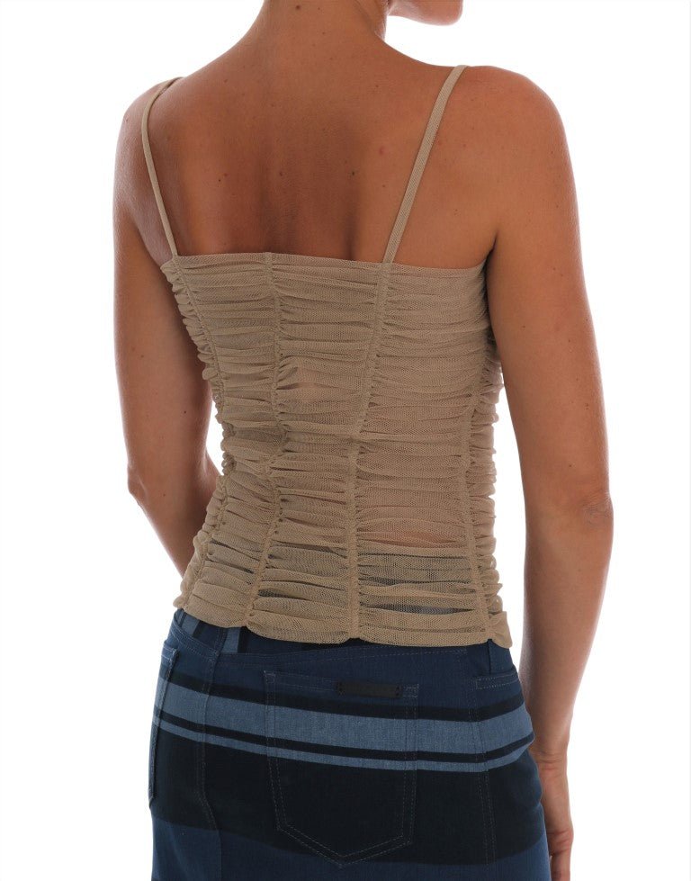 Beige Stretch Cotton Tank Top - coffeewithmee2Dolce & GabbanaP2154S