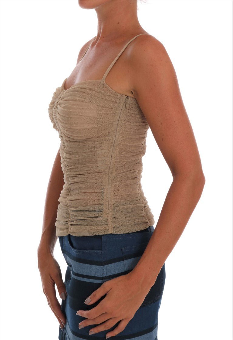 Beige Stretch Cotton Tank Top - coffeewithmee2Dolce & GabbanaP2154S