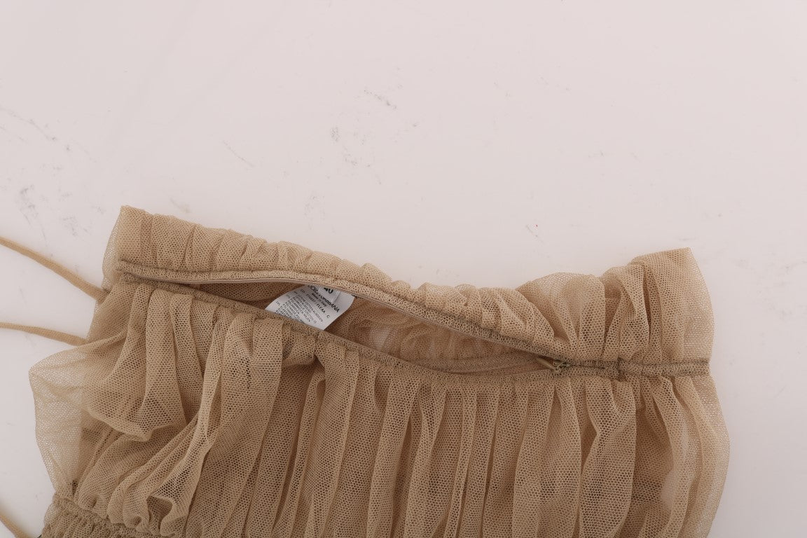 Beige Stretch Cotton Tank Top - coffeewithmee2Dolce & GabbanaP2154S