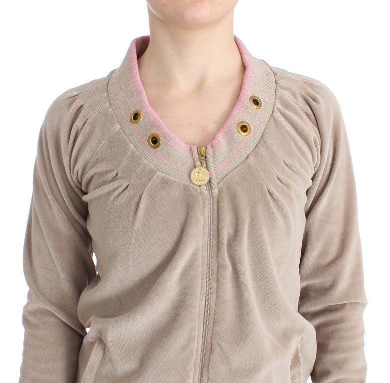Beige velvet zipup sweater - coffeewithmee2CavalliP0575S