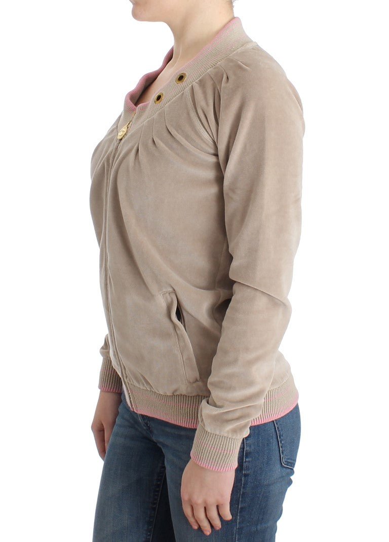 Beige velvet zipup sweater - coffeewithmee2CavalliP0575S