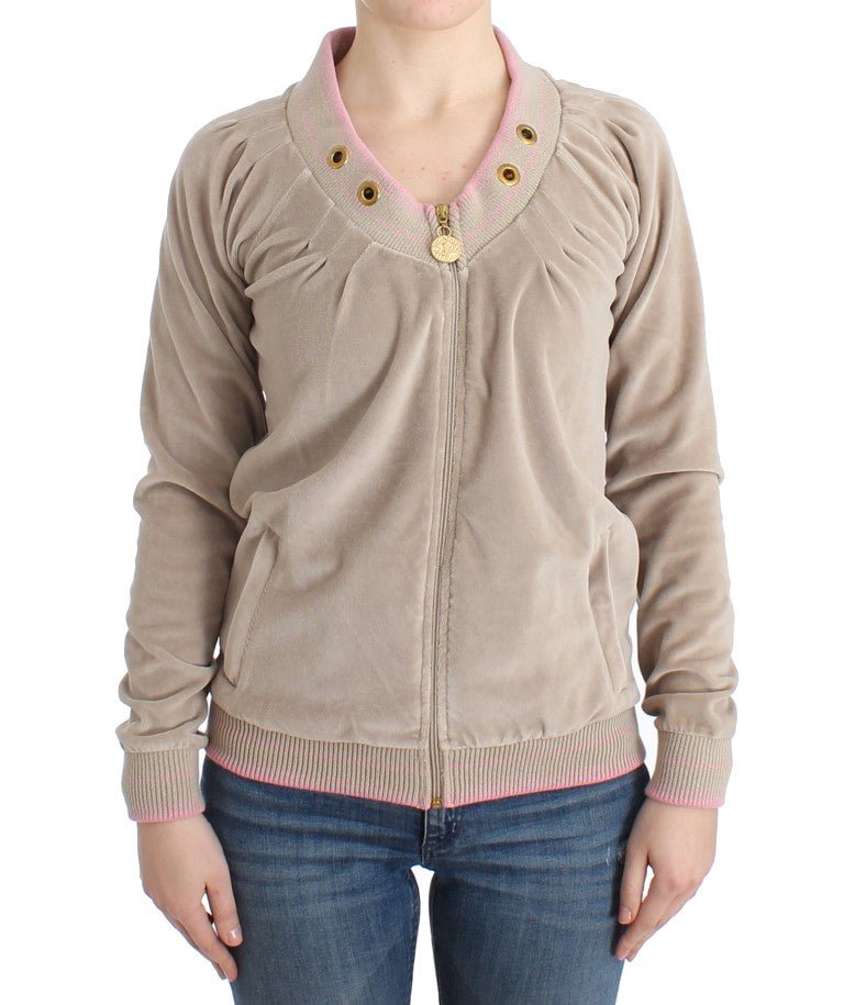 Beige velvet zipup sweater - coffeewithmee2CavalliP0575S