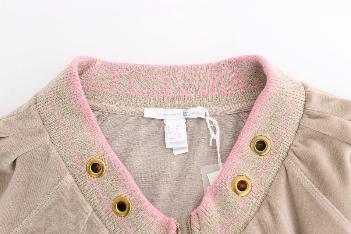 Beige velvet zipup sweater - coffeewithmee2CavalliP0575S