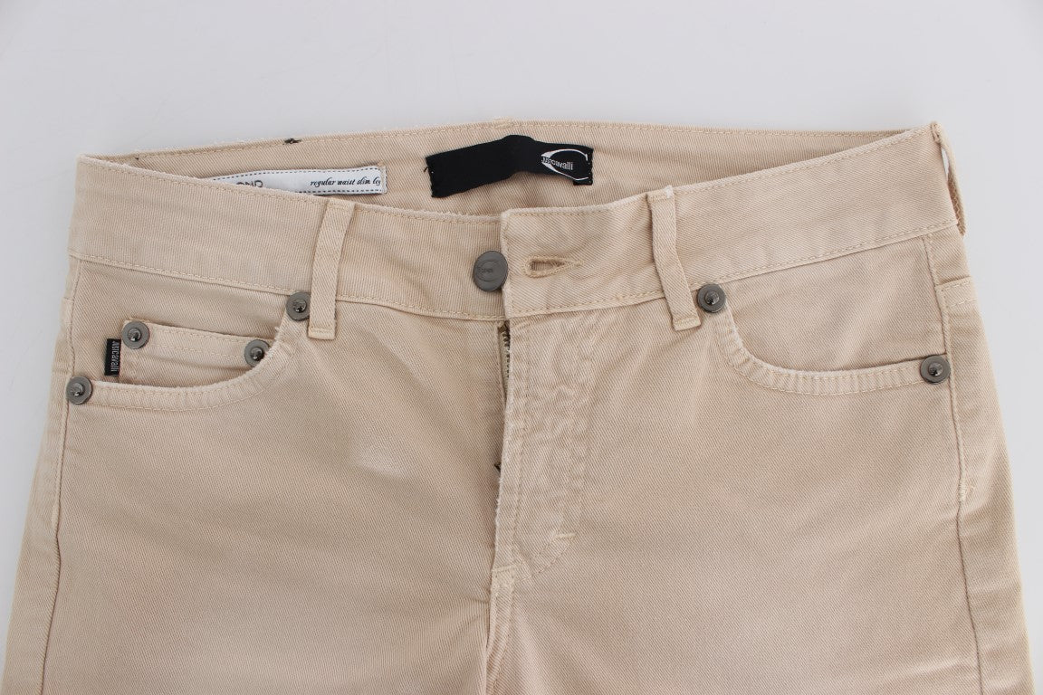 Beige Wash Slim Fit Cotton Stretch Jeans - coffeewithmee2CavalliP0894S