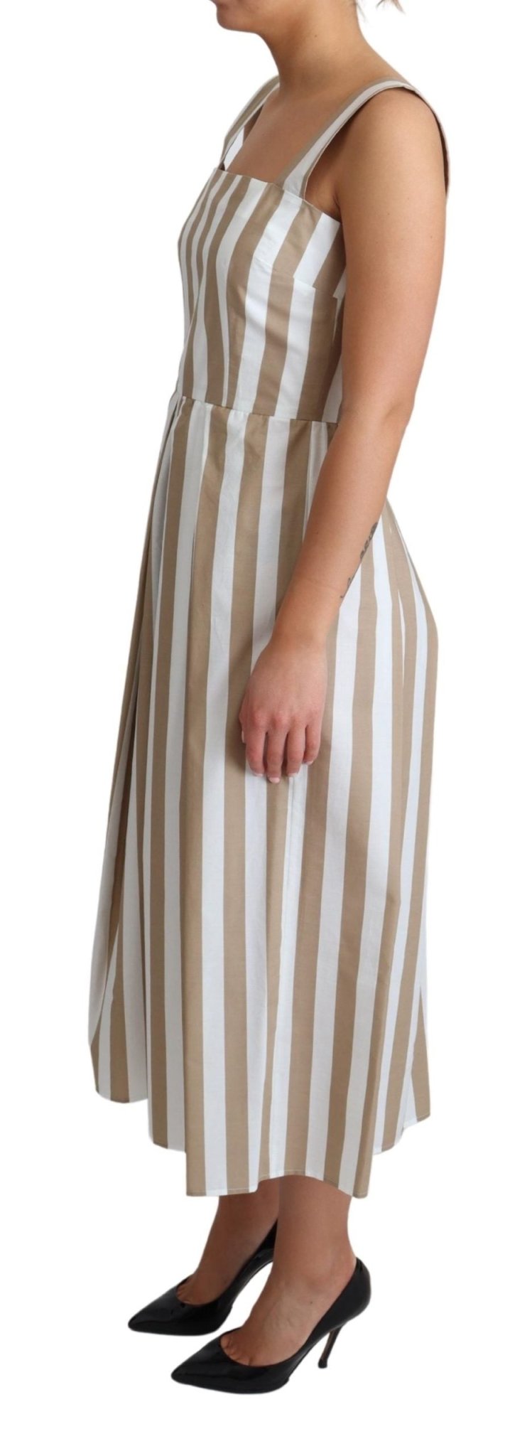 Beige White Cotton A-Line Gown Dress - coffeewithmee2Dolce & GabbanaP4166S