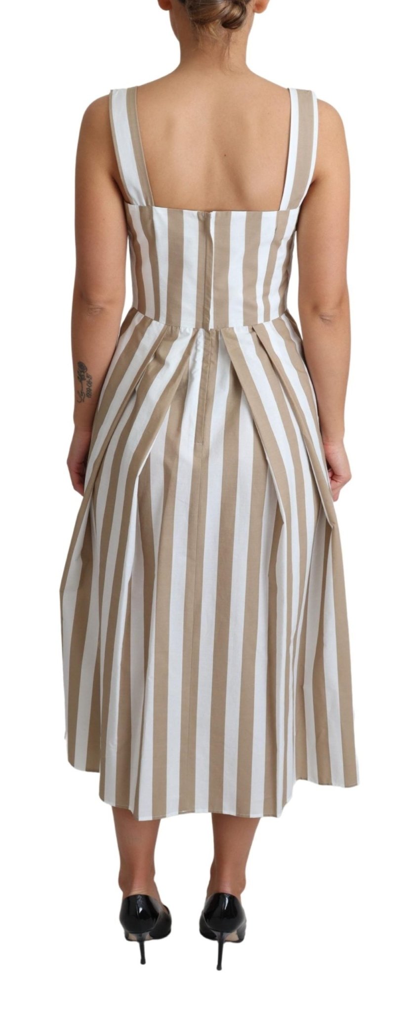 Beige White Cotton A-Line Gown Dress - coffeewithmee2Dolce & GabbanaP4166S