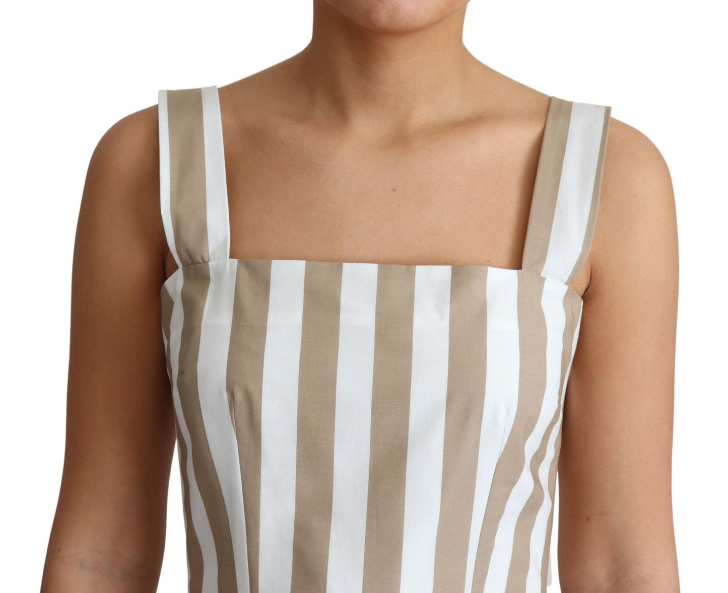 Beige White Cotton A-Line Gown Dress - coffeewithmee2Dolce & GabbanaP4166S