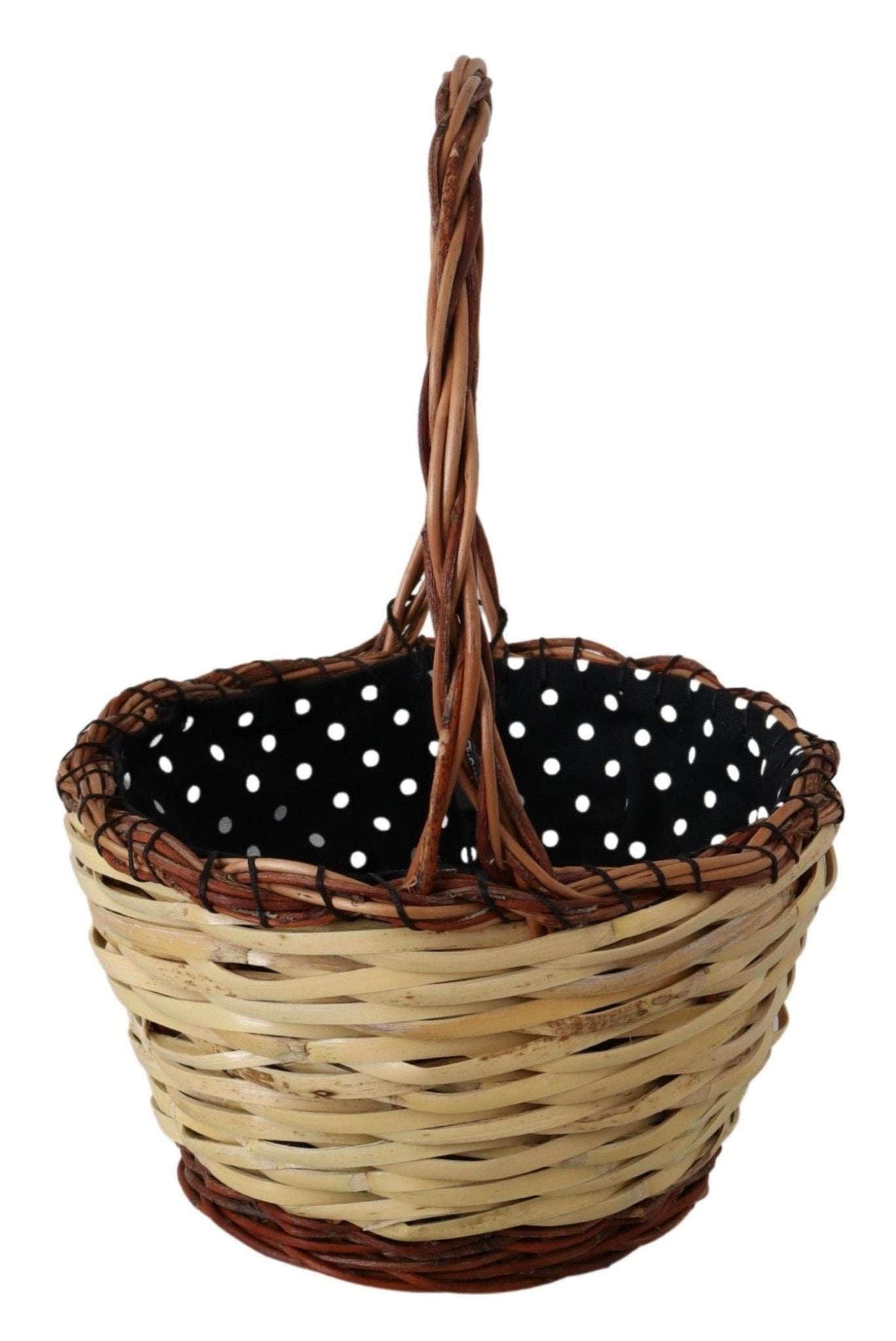 Beige Wood Wicker Rattan Basket Tote Bag - coffeewithmee2Dolce & GabbanaP0319S
