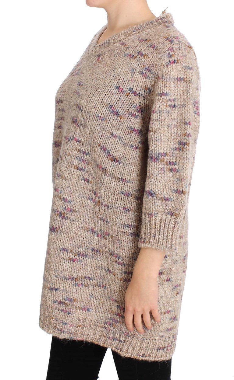 Beige Wool Blend Knitted Oversize Sweater - coffeewithmee2PINK MEMORIESP1119S