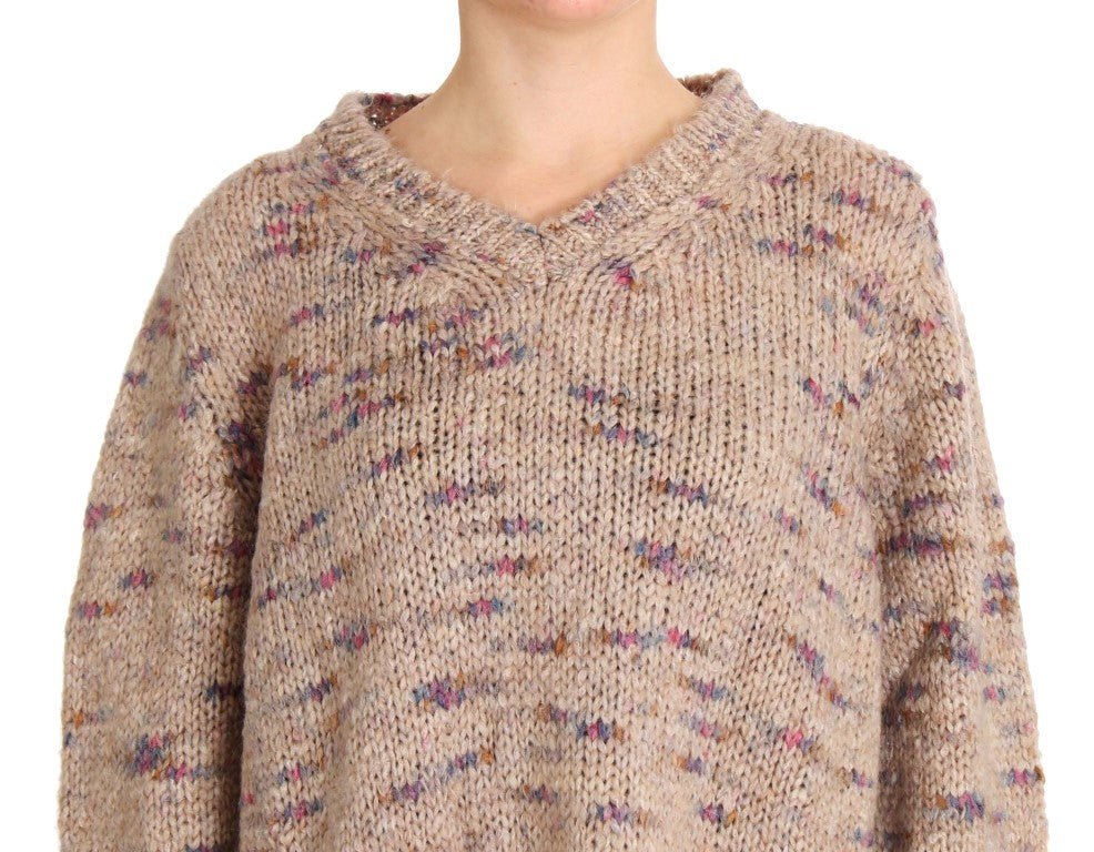 Beige Wool Blend Knitted Oversize Sweater - coffeewithmee2PINK MEMORIESP1119S