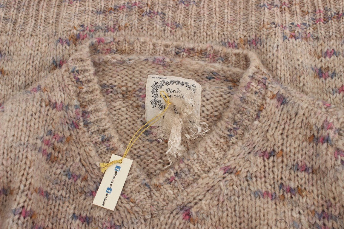 Beige Wool Blend Knitted Oversize Sweater - coffeewithmee2PINK MEMORIESP1119S