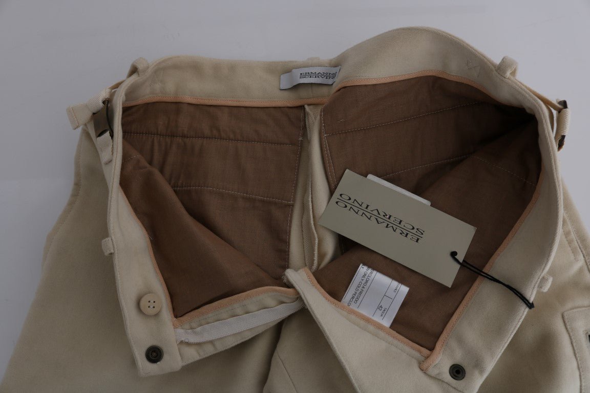 Beige Wool Cropped Regular Fit Pants - coffeewithmee2Ermanno ScervinoP1952S