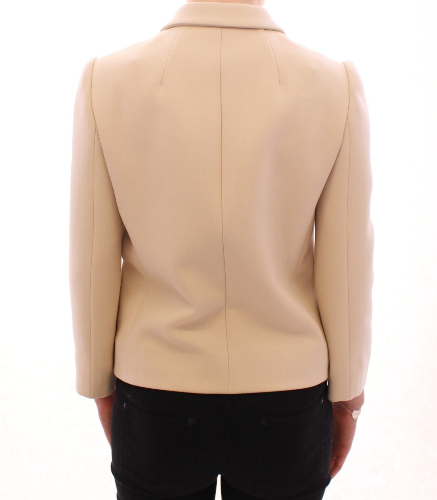 Beige Wool Pearl Button Jacket Blazer Coat - coffeewithmee2Dolce & GabbanaP0778S