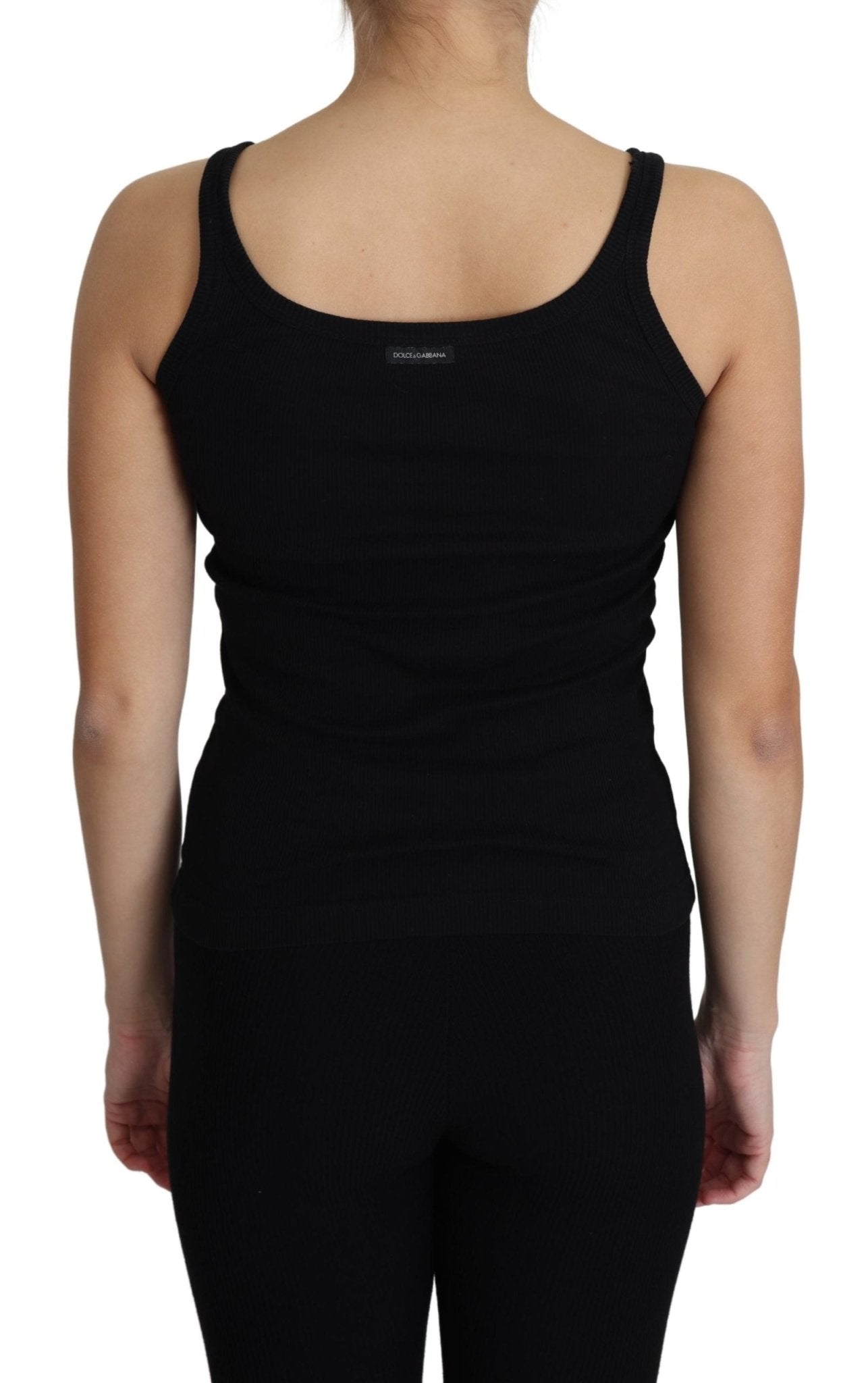 Black 100% Cotton Sleeveless Tank Slim Fit Top - coffeewithmee2Dolce & GabbanaP3883S