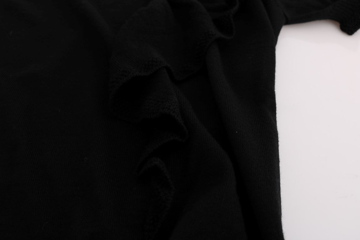 Black 100% Lana Wool Top Blouse T-shirt - coffeewithmee2MARGHI LO'P1912S