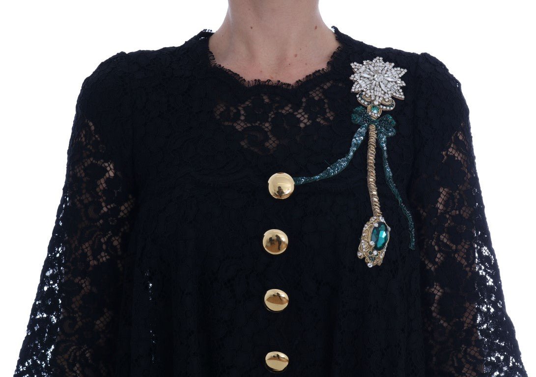 Black A-line Taormina Lace Crystal Dress - coffeewithmee2Dolce & GabbanaP1311S