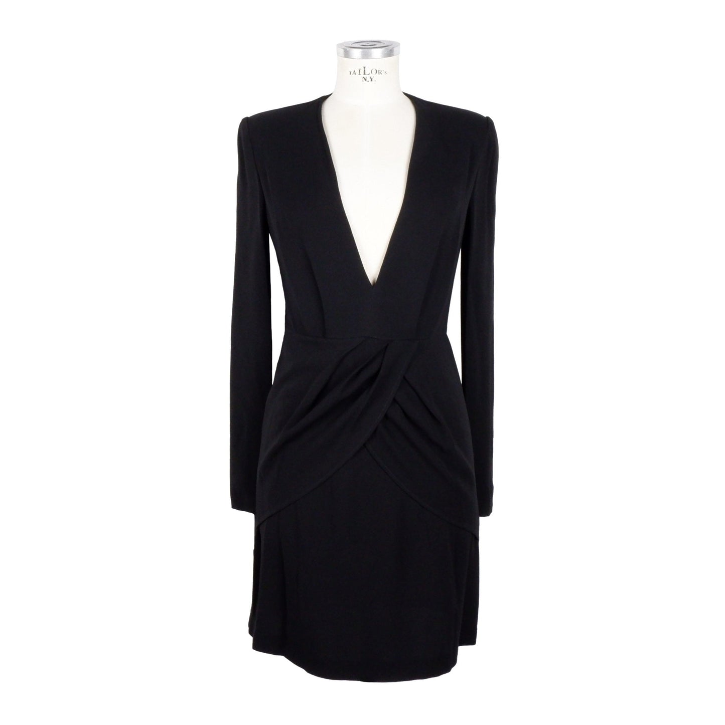 Black Alfreda Viscose V-neck Dress - coffeewithmee2PINKOP4056S