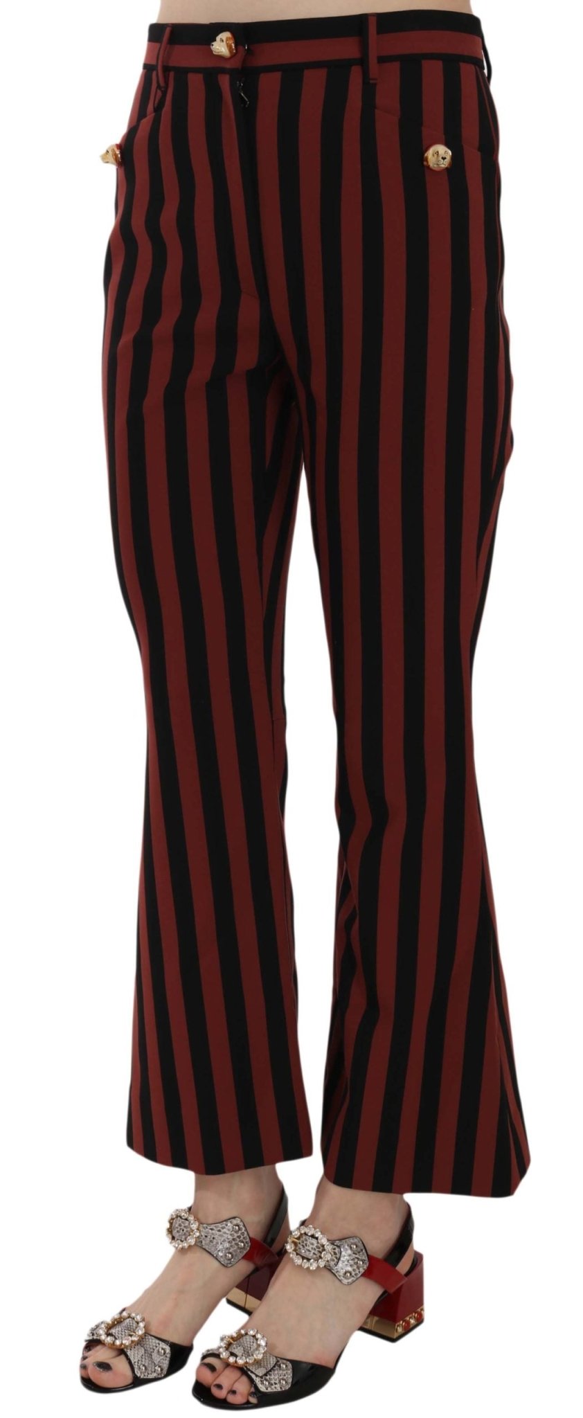 Black Amaranth Stripe Cropped Flared Pants - coffeewithmee2Dolce & GabbanaP2390S