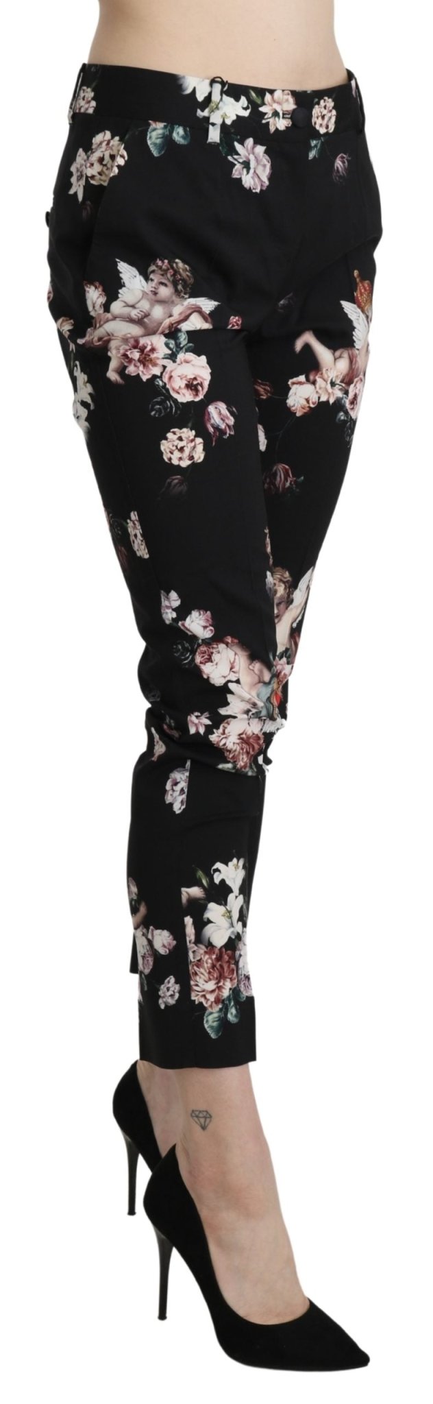 Black Angel Floral Cropped Trouser Wool Pants - coffeewithmee2Dolce & GabbanaP3374S