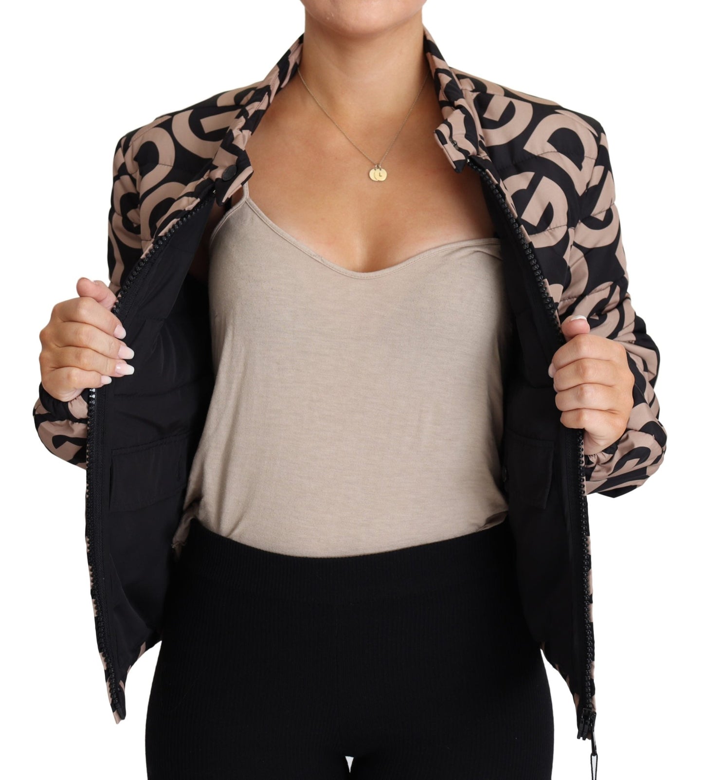 Black Beige DG Mania Quilted Logo Puffer Jacket - coffeewithmee2Dolce & GabbanaP3818S