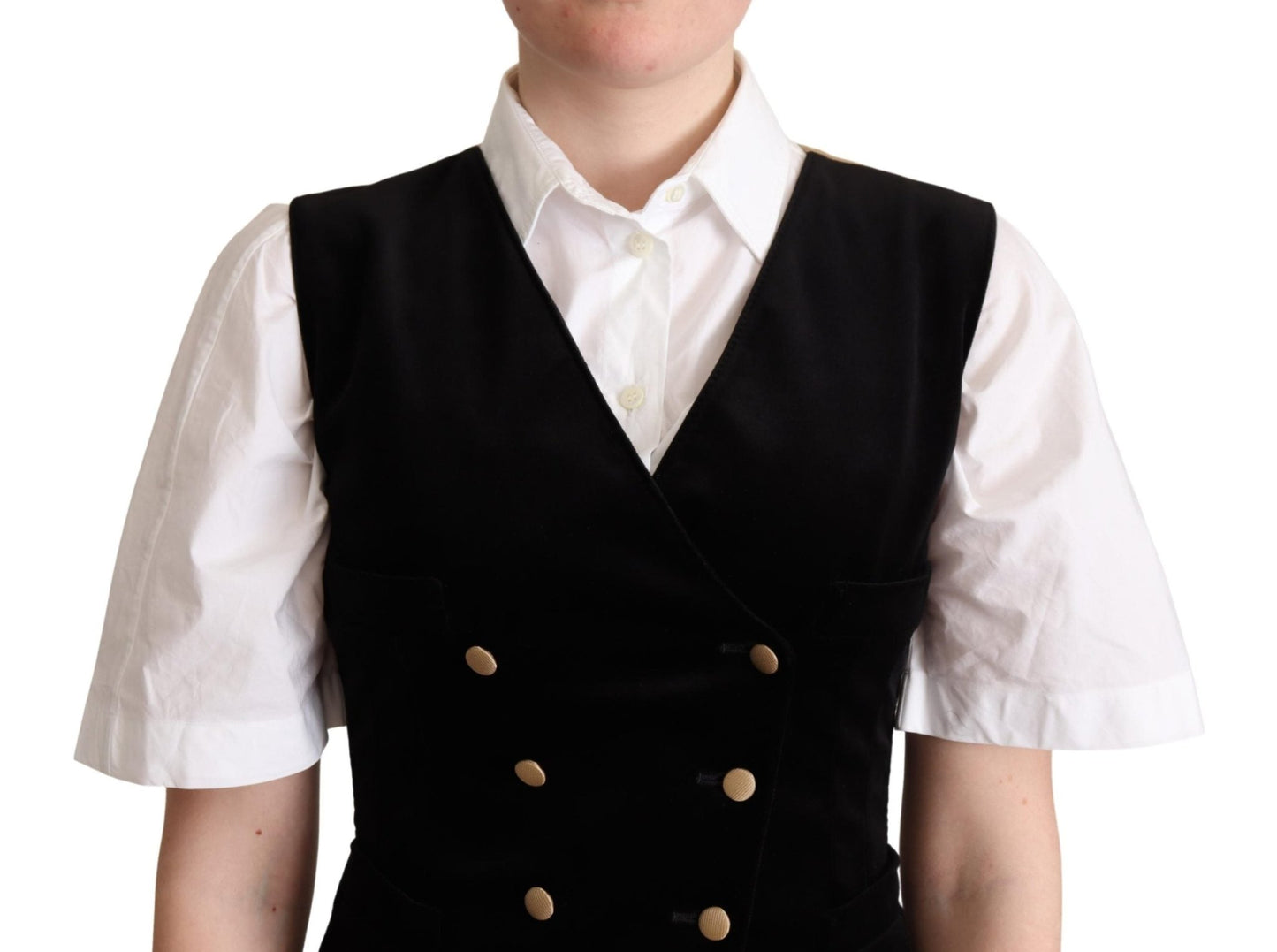 Black Beige Velvet Waistcoat Vest - coffeewithmee2Dolce & GabbanaP5273S
