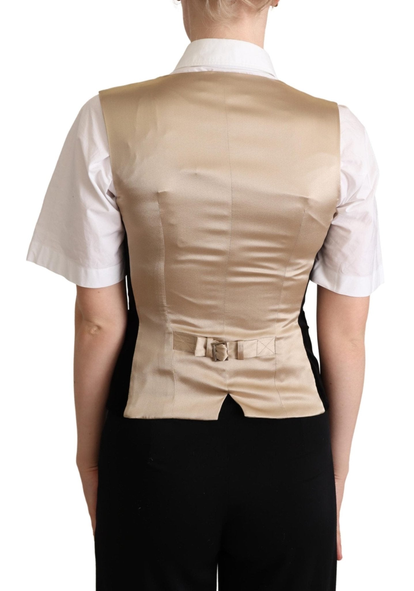 Black Beige Velvet Waistcoat Vest - coffeewithmee2Dolce & GabbanaP5273S