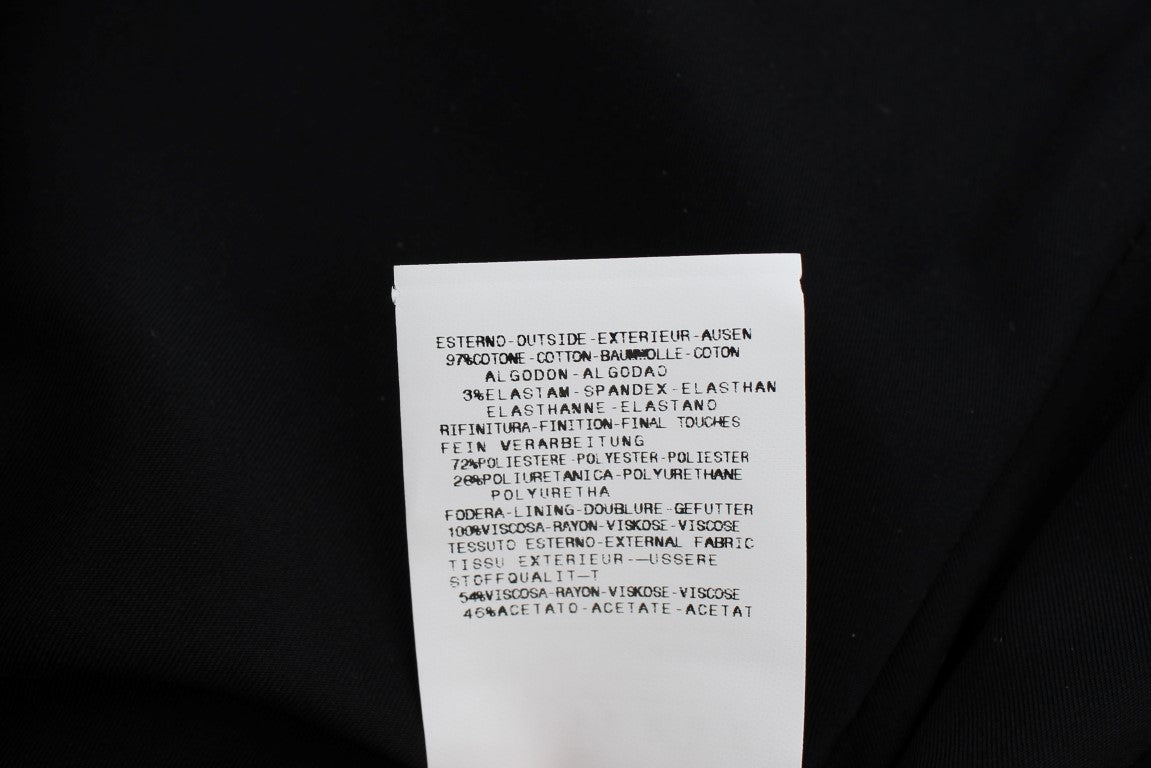 Black Blue Cotton Stretch Straight Skirt - coffeewithmee2ExteP1707S
