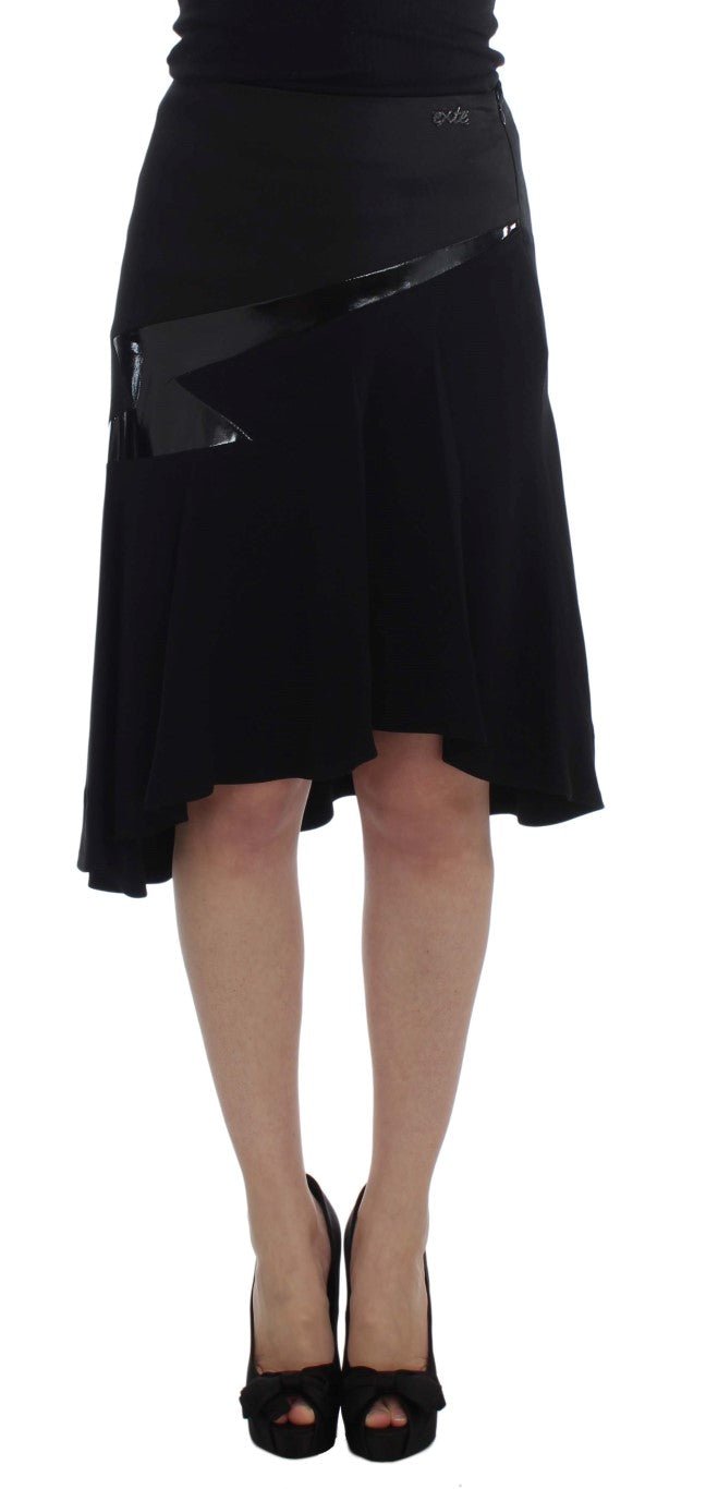 Black Blue Cotton Stretch Straight Skirt - coffeewithmee2ExteP1707S