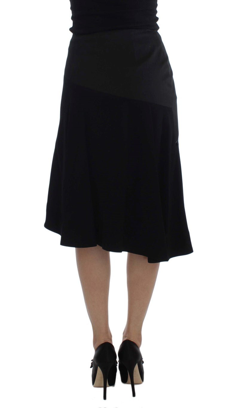 Black Blue Cotton Stretch Straight Skirt - coffeewithmee2ExteP1707S