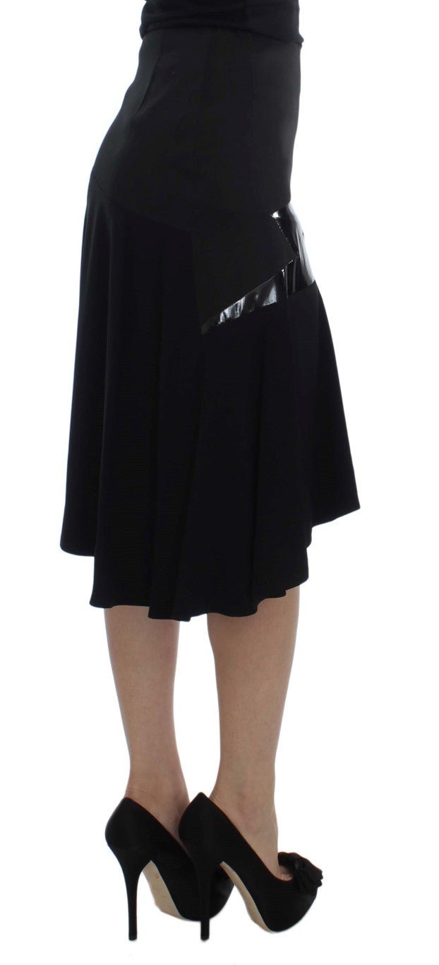 Black Blue Cotton Stretch Straight Skirt - coffeewithmee2ExteP1707S
