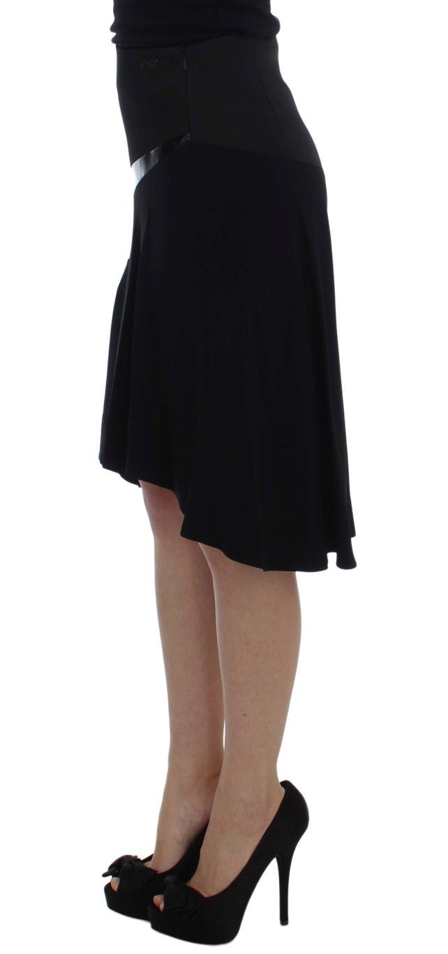 Black Blue Cotton Stretch Straight Skirt - coffeewithmee2ExteP1707S
