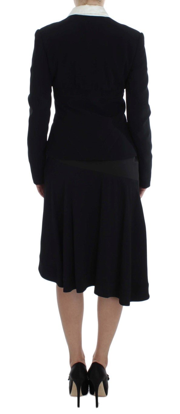Black Blue Two Piece Suit Skirt & Blazer - coffeewithmee2ExteP1697S