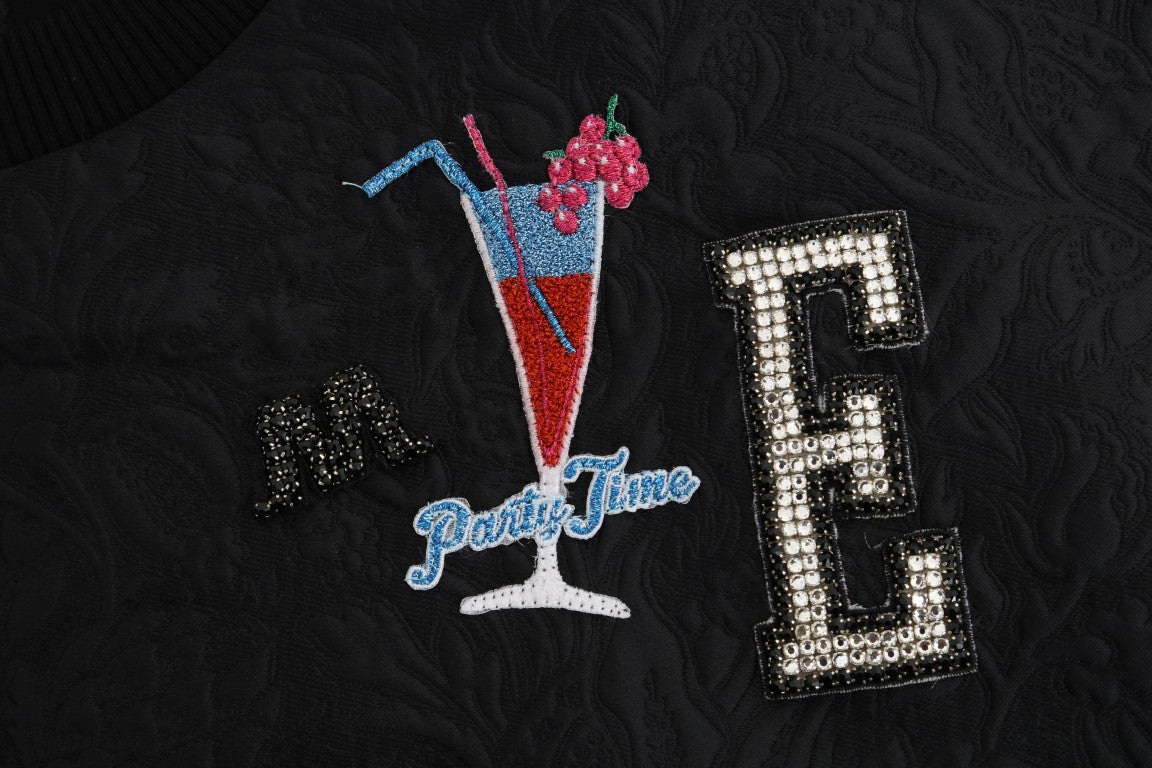 Black Brocade Cocktail Crystal Sweater - coffeewithmee2Dolce & GabbanaP2179S