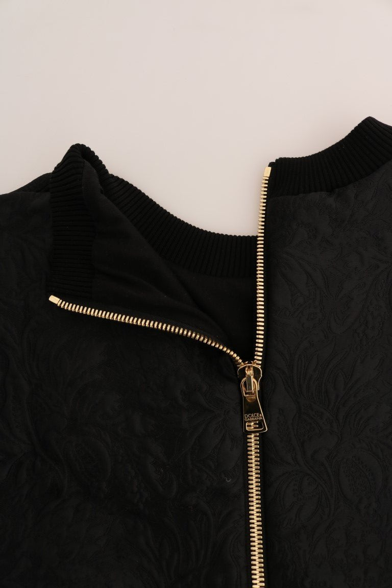 Black Brocade Cocktail Crystal Sweater - coffeewithmee2Dolce & GabbanaP2179S