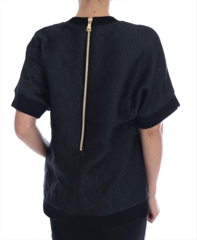 Black Brocade Cocktail Crystal Sweater - coffeewithmee2Dolce & GabbanaP2179S