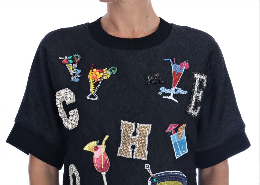 Black Brocade Cocktail Crystal Sweater - coffeewithmee2Dolce & GabbanaP2179S